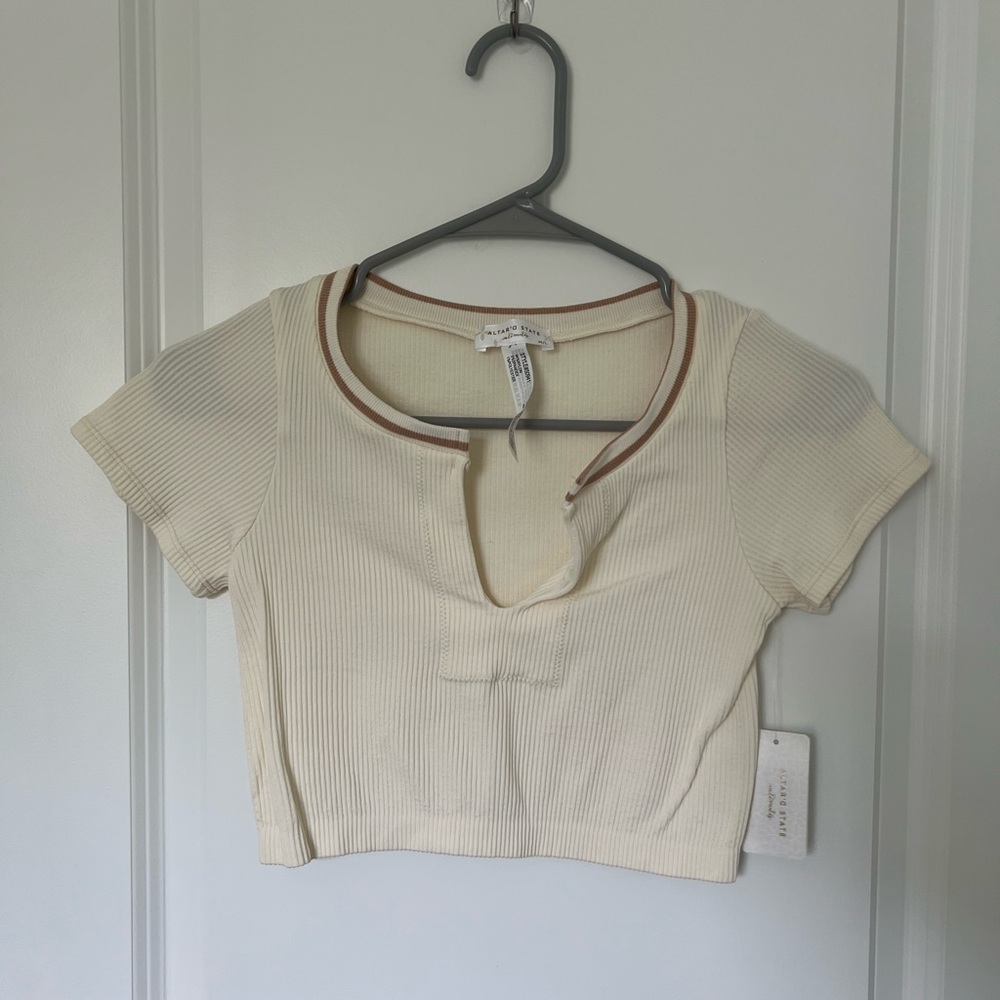 NWT Altar'd State Intimates Cream Fitted Cropped T Shirt